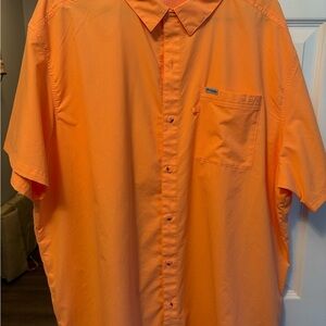 Peach Columbia PFG Bahama Casual Button Down Shirt Short Sleeve